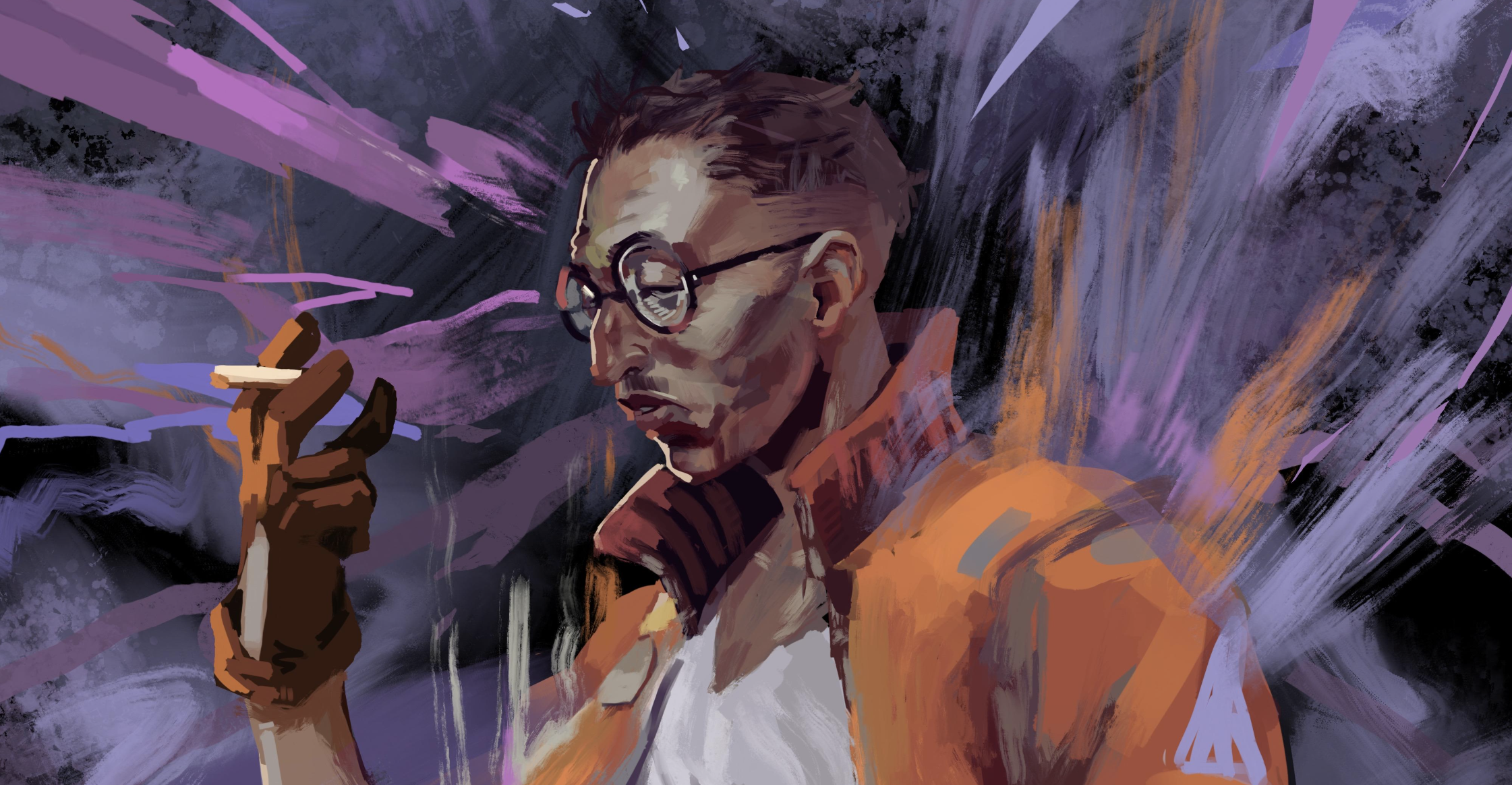 The protagonist lifting a barbell