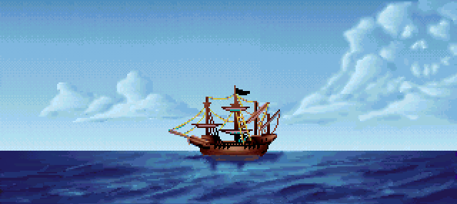 Pirate ship on the ocean